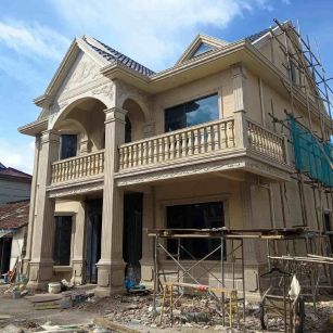 张家界 黄金麻花岗岩石材私人别墅雕花门楼柱阳台栏杆