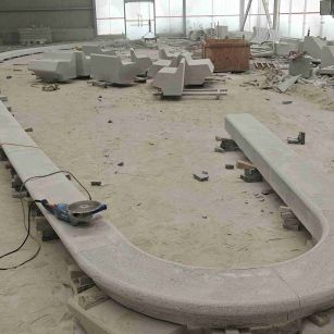 张家界 芝麻白花岗岩弧形花坛石，坐凳石