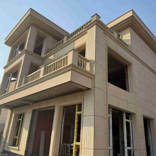 张家界 黄金麻花岗岩石材荔枝面外墙干挂效果展示