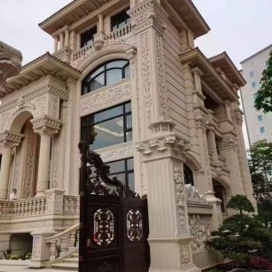 张家界 黄金麻花岗岩别墅外墙干挂效果展示