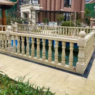 张家界黄金麻花岗岩石材栏杆，扶手，将军柱，花瓶柱