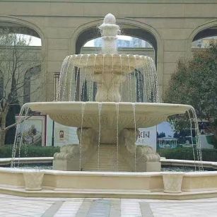 张家界 黄金麻花岗岩异型加工——户外庭院石雕流水喷泉