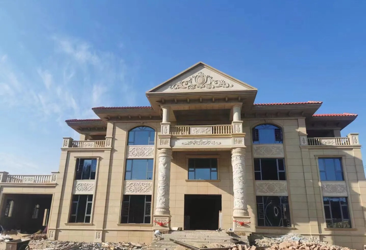 张家界 黄金麻花岗岩别墅外墙干挂